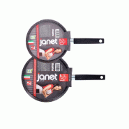 Lot de 2 crêpières antiadhésives Mamù, en aluminium, sans PFOA, résistantes aux rayures, fabriquées en Italie, Ø 20/24 cm - aluminium SETJANE2CRE