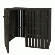 Mendler XL Habillage de poubelle en WPC 2x/4x HWC-J28, Box pour poubelles, métal aspect bois, extensible ~ anthracite - noir métal 75987+75988