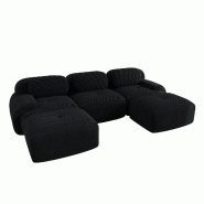 Merax Canapé modulaire en corde 3 places avec 2 tabourets, canapé nuage sans cadre, près du sol avec assise profonde, peut également être utilis�_0