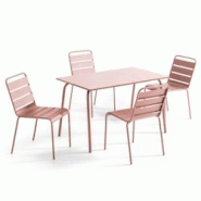 Oviala Business Ensemble table de jardin en métal et 4 chaises Rose poudré - rose acier 114626 Oviala Business Ensemble table de jardin en métal et 4 chaises Rose poudré - rose acier 114626