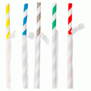 Paille papier flexible rayée coloris assor s/sachet Ø0,60x23cm - par 250