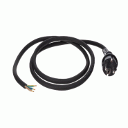 Perel Câble d'alimentation, H05RR-F 3G2.5, 1.5 m, 10 A/230 V, 3680 W, type E/F, usage intérieur, PVC, noir - EPC015R25