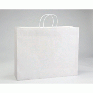 Sac poignées torsadées fold blanc 36x12x31cm - paquet de 25 - en papier blanc ou noir avec poignées coton