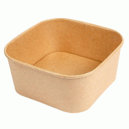 Saladier carré carton kraft 1410 ml 16,7x16,7x7,5cm naturel - par 300