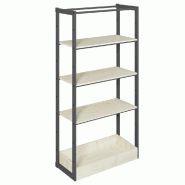 Structure Cage noir suspendue 90x40x180cm 3 tablettes et bac érable