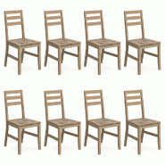 VidaXL Chaises à manger lot de 8 Bois d'acacia massif Modèle Giverny - 3106440