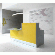Banque d'accueil droite de couleur Linea avec accès PMR. - 185, Jaune brillant, Gauche, Sans_0