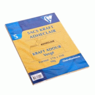 Clairefontaine Lot de 50 Paquet filmé de 5 pochettes Adhéclair kraft Adour 176x250/B5, 90 g/m², adhésive avec bande - 3329680794403