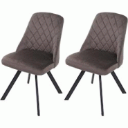 Décoshop26 - Ensemble de 2 chaises de salle à manger rembourrée en velours marron foncé coutures décoratives pieds métallique CDS04478 - marron Décoshop26 - Ensemble de 2 chaises de salle à manger rembourrée en velours marron foncé coutures décoratives pieds métallique CDS04478 - marron