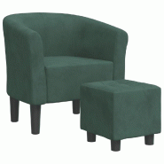 Décoshop26 - Fauteuil lounge assise confortable design moderne avec repose-pieds en velours vert foncé DEC026437 - 3000255819218