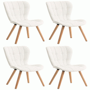Décoshop26 - Lot de 4 chaises de salle à manger dossier haut coutures décoratives assise en PVC blanc 10_0007657 - blanc 3000266232198