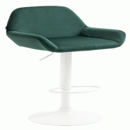 Décoshop26 - Tabouret de bar en velours rembourré vert base trompette métal blanc mat TDB10417 - blanc métal 3000458369602