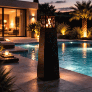 Divina Fire Cheminée au bioéthanol de jardin pour extérieur Vulcano Noir 40x40x145 - noir 8055829982466