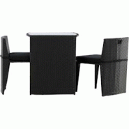 Ensemble table et 2 chaises en résine tressée Savanna Venture Home - noir 7350133233244 Ensemble table et 2 chaises en résine tressée Savanna Venture Home - noir 7350133233244