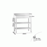 GGM Gastro Tables Inox de Travail Premium avec Dosseret et 2 étagères - Profondeur 600 mm - ATK66AZB - 4063326276272_0