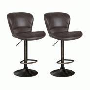 Helloshop26 - Lot de 2 tabourets de bar réglables 44 x 46,5 x 87-108 cm confortables pivotants style vintage en métal marron 20_0014187 - 3000228129