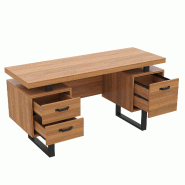 Merax Bureau 135 x 54 x 76 cm avec 2 tiroirs, compartiment pour dossiers suspendus et structure en acier robuste, coloris noyer - marron multi-matéri Merax Bureau 135 x 54 x 76 cm avec 2 tiroirs, compartiment pour dossiers suspendus et structure en acier robuste, coloris noyer - marron multi-matéri