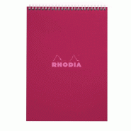 RHODIA Lot de 5 Bloc prune format 210x297 / A4, 80 feuilles 80 g/m² reliure intégrale, quadrillé 5x5 - 3037921184202