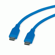 ROLINE Câble USB 2.0, C–C, M/M, silicone, 60W, bleu, 1 m_0