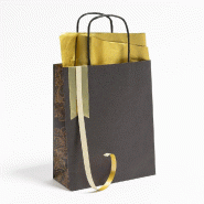 Sac kraft Spirales cuivres poignées torsadées noires 18x8x22cm - par 50
