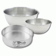 Set comprenant 1 Moule à manqué charnière 28 cm, 1 spatule Zenker et 2 bols à mixer en inox Fackelmann - gris métal 3176239936513