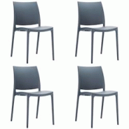 SIESTA EXCLUSIVE Lot de 4 chaises d’extérieur Maya Gris foncé - gris plastique polypropylène SP-SI-025DG SIESTA EXCLUSIVE Lot de 4 chaises d’extérieur Maya Gris foncé - gris plastique polypropylène SP-SI-025DG