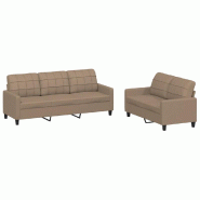 VidaXL Ensemble de canapés 2 pcs avec coussins Cappuccino Similicuir Modèle Jardin Élite - 3201382