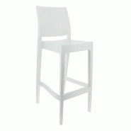 Chaise haute de bar empilable d'extérieur en polypropylène Inca - blanc (4)