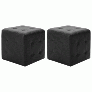 Décoshop26 - Lot de 2 poufs tabourets repose-pieds captionné 30 x 30 x 30 cm en PVC noir DEC030041 - 3000257691782