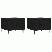 Décoshop26 - Lot de 2 tables de chevets avec tiroir 50 x 50 x 40 cm bois d'ingénierie noir et fer DEC040420 - noir Bois massif 3000264929243