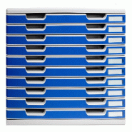 Exacompta MODULO A3 10 tiroirs fermés Office gris lumière/bleu - bleu matière synthétique 324003D
