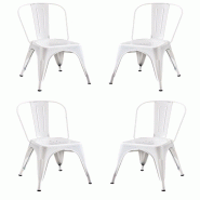 Fleda TRADING Chaise en Métal Style Industriel pour Maison Bar Restaurants Pizzerias. Set 4 chaises Couleur BLANC - FLJ0064PZBIANCO