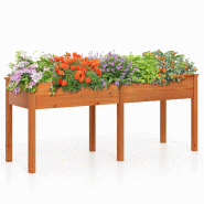Helloshop26 - Bac de jardin jardinière surélevé 184 x 58 x 77 cm avec panneau diviseur design ergonomique durable en bois massif 20_0010466 - 30002