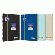 Oxford Lot de 5 Cahier Color System rel. Intégrale A4+, 180p./90 feuilles 90g/m², quadrillé 5x5, coloris assortis (4) - 3020120185170