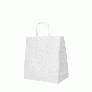 PAPSTAR 25 sacs cabas, papier 27 cm x 32 cm x 21,5 cm blanc avec poignée torsadée - blanc papier 88842