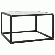 VidaXL Table basse Noir avec verre marbre blanc 60x60x35 cm Modèle Apex Pure Élite - 322873