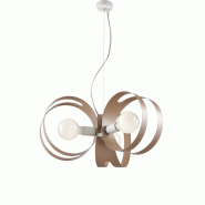 BeLight Suspension Peter fer blanc, bandes laser gris tourterelle, câble acier réglable, 3 lumières d.48 cm, design original - blanc 8057724580488