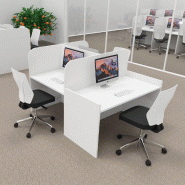 Bureau de call center version double 3 personnes avec poste pour superviseur. - 3 places, Blanc
