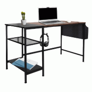 Bureau WORKSPACE H I 120 x 60 cm noir/marron hjh OFFICE - noir multi-matériau 830059