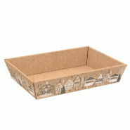 Corbeille carton kraft rectangle maisons gris/blanc 28x20,5x5,5cm - par 50