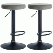 Décoshop26 - Lot de 2 tabourets de bar avec assise en tissu velours gris et cadre métal noir TDB10707 - gris 3002477132694 Décoshop26 - Lot de 2 tabourets de bar avec assise en tissu velours gris et cadre métal noir TDB10707 - gris 3002477132694