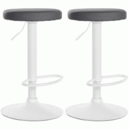 Décoshop26 - Lot de 2 tabourets de bar design simple avec assise en synthétique gris et cadre métal blanc TDB10680 - blanc 3002474232694
