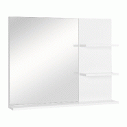 Helloshop26 - Armoire miroir murale salle de bain 60 x 10 x 48 cm rangement 3 étagères montage facile contemporain épuré en MDF 21_0001857 - Bois