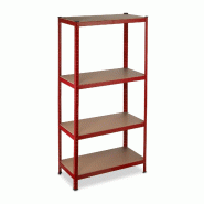 Helloshop26 - Étagère de rangement charge lourde 150 x 70 x 30 cm avec 4 niveaux réglables en acier rouge 13_0009725 - rouge Bois manufacturé 3000