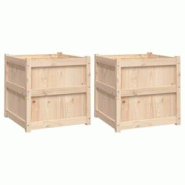 Helloshop26 - Jardinière bac lit surélevé plantes fleurs jardin terrasses lot de 2 bois de pin massif marron 02_0039046 - 3000218001704 Helloshop26 - Jardinière bac lit surélevé plantes fleurs jardin terrasses lot de 2 bois de pin massif marron 02_0039046 - 3000218001704
