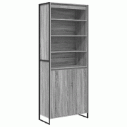 Helloshop26 - Lot de 2 armoires hautes modernes rectangulaires avec porte 79 x 36 x 200 cm en bois d'ingénierie gris sonoma 02_0056106 - gris Bois ma