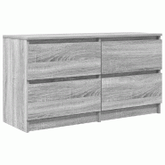 Helloshop26 - Meuble TV moderne avec rangement 100 x 35 x 54 cm en bois d'ingénierie sonoma gris 02_0051748 - gris Bois massif 3000237073966