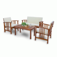 Helloshop26 - Salon de jardin 4 pièces bois d'acacia naturel beige - beige Bois massif 3000225261627