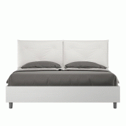 Lit double Egos Appia 160x200 en frene blanc avec coussins en similicuir - blanc VE162GAPPICNT-01