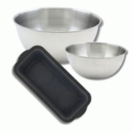 Lot comprenant 1 Moule à cake en silicone fibre de verre, 1 spatule Zenker et 2 bols à mixer en inox Fackelmann - noir métal 3176239936605